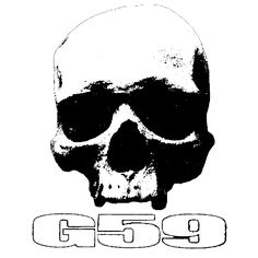 a black and white image of a skull with goggles