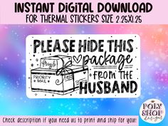 a sign that says instant digital download for thermal stickers size 22x25mm