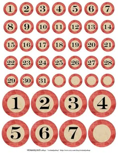 numbers are arranged in circles on white paper