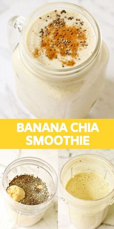 banana chia smoothie recipe in a jar