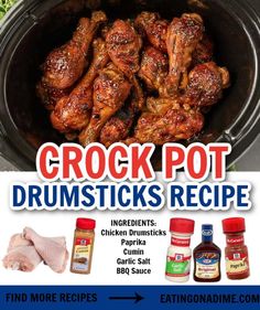 an advertisement for crock pot drumsticks recipe