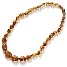 Gorgeous Alive Healthy Necklace! Many people believe that the healing powers of stones are pure hearsay. But amber actually has a proven ability to reduce pain and inflammation. This power comes from the succinic acid within the stone. When you wear an amber necklace, it naturally becomes warm because it's close to your body. (www.romadesignerjewelry.com) Stones: Cognac Baltic Amber SKU: AMNK031021-01 Dimensions: Center stone is approx. 3/4" to 1" long x 3/4" wide and 3/4" depth Each necklace ha Amber Necklace, Amber Stone, Healing Powers, Baltic Amber, Cognac, Amber, Statement Necklace, Honey, Beaded Necklace