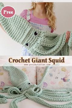 the crochet giant squid is ready to be knitted in this free pattern