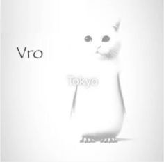 an image of a white cat with the word vro in it's center