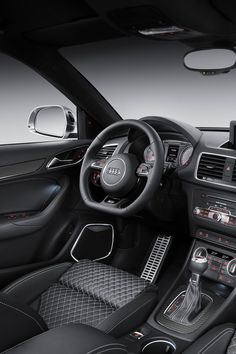 the interior of an audi car is shown