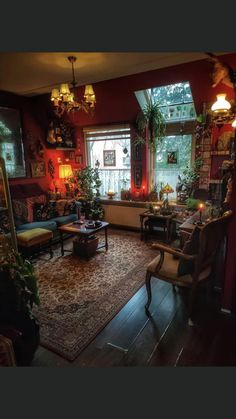 a living room filled with furniture and lots of windows