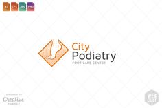 the logo for city podiatry foot care center is shown in orange and gray