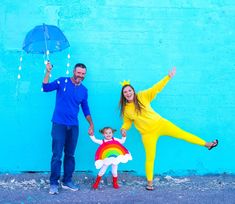 Family Rainbow Costume, Last Minute Family Halloween Costumes, Rain Cloud Costume, Cloud Costume, Rainbow Costumes, Tan Leggings, Yellow Long Sleeve Shirt, Rainbow Family