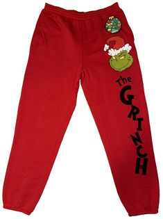 Stay comfy and festive this holiday season with these Grinchmas red jogger sweatpants featuring The Grinch. These sweatpants are perfect for lounging around the house or running errands on chilly days. The size large pants are made for women and come with tags. The bright red color adds a pop of color to any outfit, while the sweatpants style ensures you can easily move around and stay comfortable. The Grinch design adds a touch of whimsy to your look, making these sweatpants a fun addition to your activewear collection. Get into the holiday spirit with these Grinchmas sweatpants! 10.31.23.1499 Christmas Sweat Pants, Grinch Sweatpants, Grinch Design, Sweatpant Shorts, Red Joggers, Large Pants, Sweatpants Women, Sweatpants Style, The Grinch