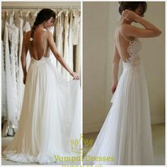 two pictures of a woman in a white wedding dress looking at dresses on hangers