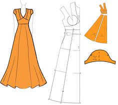 an orange dress is cut out and ready to be sewn