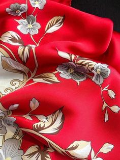 Chic Floral Printed Imitation Silk Scarf for Women: Ideal for Beach Va Summer Bandana Print Scarves, Summer Floral Print Silk Scarf, Red Floral Print Silk Scarf For Summer, Multicolor Floral Print Silk Scarf For Beach, Red Silk Scarf With Floral Print, Reversible Scarf, Printed Scarf, Scarf For Women, Printed Silk Scarf