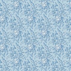 a blue and white floral wallpaper with lots of small flowers on the top of it