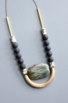 22” necklace with jasper, brass, and glass. 1 inch extender. Brass Necklaces With Round Natural Stone Beads, Brass Round Beads Necklace With Natural Stones, Brass Necklace With Round Natural Stone Beads, David Aubrey Jewelry, Unique Jasper Gold Necklace, Unique Gold Jasper Necklace, Beaded Jewelry Necklaces, Necklace Ideas, Necklace Extender