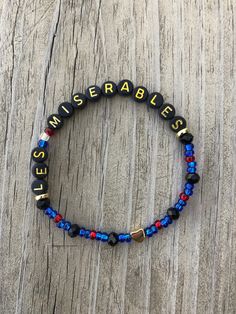 Les Miserables Broadway Bracelet!  Perfect for Broadway Fans Share and remember each moment! The perfect gift to compliment tickets to a show, a gift for a fan to enjoy, or a celebration of an upcoming performance by a friend in a show! So many reasons to Share, Sparkle and SHINE!  **Update April 20, 2024  A portion of the proceeds from Broadway Bracelets sold by The Gift Shop by TCS will be donated to BROADWAY CARES!  "Broadway Cares/Equity Fights AIDS is the philanthropic heart of Broadway, he Musical Theatre Bracelets, Les Miserables Broadway, Kandi Ideas, Theater Kid, Handmade Friendship Bracelets, Bracelet Inspo, Bracelet Ideas, Les Miserables, April 20