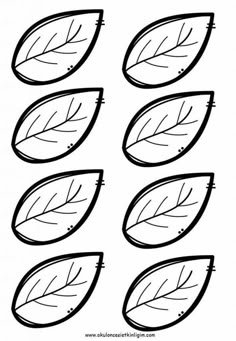 four leaves that are drawn in black and white