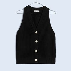 Best Seller Cutaway Sweater Vest In True Black Size S New With Tags Retail $72 Knit Vest Women, Embroidery Sweater, Vest Women, Knit Vest, Shorts Jeans, Black Knit, Sweater Vest, Best Seller, Madewell