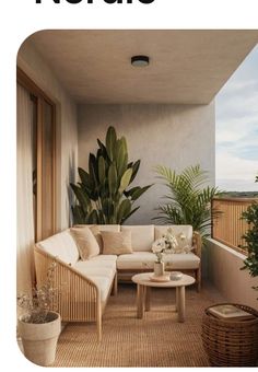 a magazine cover with plants and furniture on the balcony