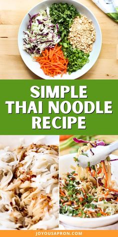 simple thai noodle salad recipe with text overlay