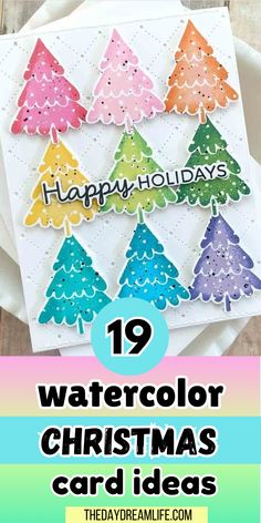 watercolor christmas cards with the text, 19 watercolor christmas card ideas