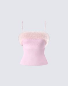 The perfect top for our babes in their soft girl era 💗 Made from full fashioned sweater knit fabric and complete with a faux fur trim and adjustable straps - any fit will instantly be 10x cuter with this piece 🎀 Winter Party Top With Feather Trim, Winter Party Tops With Feather Trim, Chic Winter Tops With Soft Texture, Fitted Tops With Feather Trim For Winter, Trendy Fitted Top With Feather Trim, Trendy Fitted Tops With Feather Trim, Pink Y2k Top, Fluffy Top, Apres Ski Outfits