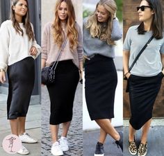 London Wear, Elegant Skirt Outfits, Sneakers Outfit Casual, Black Skirt Outfits, Modest Casual Outfits, Long Skirt Fashion, Shirt Dress Outfit, Modest Dresses Casual