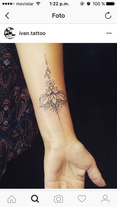 a woman's arm with a small tattoo on the left side of her wrist