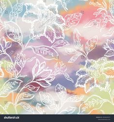 an abstract floral background with white flowers on a multicolored watercoloure