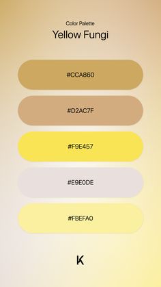 the color chart for yellow fungi is shown in three different colors and font