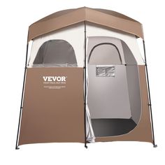 2-Room Outdoor Shower Tent: Ready to enjoy the outdoors; Our shower tent is made of extra-thick Oxford fabric, providing unmatched privacy protection; It has a spacious size of 83 x 42 x 83 IN, which allows for 2 people using; Stay clean, refreshed, and ready to continue your adventure with VEVOR; Our shower tent for camping adopts polyester and 210D Oxford fabric, which is waterproof and sun-proof; It ensures non-light penetration for absolute privacy; Thanks to the side windows and top opening, you'll enjoy delightful ventilation even in summer VEVOR 2-Room Outdoor Shower Tent Nylon 2-Person Tent Polyester in Brown | GYZPLSTYDLNJBVOJOV0 Changing Toilet, Portable Shelter, 2 Person Tent, Shower Tent, Camping Shower, Toilet Bathroom, Side Window, Storage Design, Hanging Rope