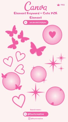 the back side of a pink poster with hearts and stars