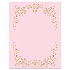 a pink and gold wedding card with a heart in the middle on top of it