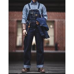 American Retro Denim Overalls – stylesock Suspenders Casual, Outfits Men Streetwear, Pocket Jumpsuit, Polyester Pants, Trouser Style, Type Of Pants, Denim Overalls, Denim Fabric, Denim Fashion