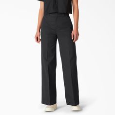 Women's Stonewashed Wide Leg Work Pants - Dickies US, Stonewashed Black 0 Wide Leg Work Pants, Work Pants Women, Dickies Women, Dickies Pants, Leg Work, Lifestyle Clothing, Work Shirts, Work Pants, Work Outfit