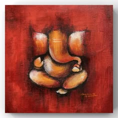 a painting of an elephant's paw on a red background