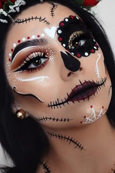 Makijaż Sugar Skull, Girl Halloween Makeup, Fantasy Make-up, Den Mrtvých, Dead Makeup