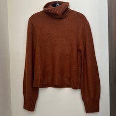 Orangish Brown Long Sleeve Turtleneck Sweater From Lulus. Size M. Never Worn. Brown Turtleneck Sweater, Brown Turtleneck, Brown Long Sleeve, Long Sleeve Turtleneck, Brown Sweater, Orange Brown, Brown Orange, Colorful Sweaters, Turtleneck Sweater