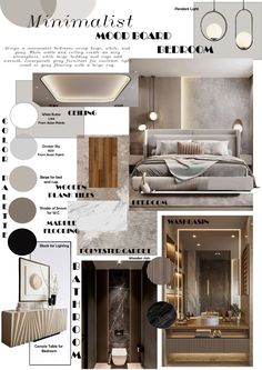 an interior design board with different colors