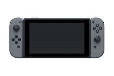 the nintendo wii game system is gray and has two buttons on each side of the screen