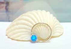 Fire Blue Opal tragus hoop tiny opal by HelenCollectionJewel Tragus Earrings Hoop, Tragus Piercing Jewelry, Fire Blue, Tragus Piercing