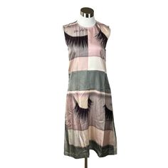 Celine Phoebe Philo Era Pink & Grey Silk Sleeveless Eyelash Shift Dress Spring/Summer 2018 Collection By Phoebe Philo ‘Cils’ Motif Size Xs, Us4, Fr36, It40 Made In Italy Pink & Grey Fit: No Stretch, Sleeveless, Shift Materials: 100% Mulberry Silk Measurements Laying Flat: Bust:17.5”, Waist: 18.5”, Hip 19” Length 41” Condition: Nwt. Never Worn. Notes: Black Mark On Materials Tag Through Celine. Missing Brand Tag. No Visible Signs Of Wear. *Smoke-Free Home Multicolor Sleeveless Silk Midi Dress, Sleeveless Multicolor Silk Midi Dress, Multicolor Silk Sleeveless Midi Dress, Pink Sleeveless Silk Dress, Sleeveless Silk Midi Dress For Daywear, Pink Silk Midi Dress For Daywear, Chic Pink Sleeveless Dress For Daywear, Celine Dress, Phoebe Philo