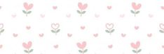 a pink and green flower pattern on a white wallpaper with hearts in the background