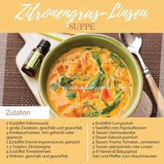 the recipe for lemongrass leaf soup is shown with ingredients in it and on top