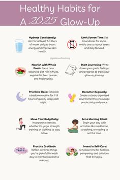 Transform your life with these 2025 healthy glow-up habits. From fitness to self-care, discover simple routines to feel your best inside and out. Save this pin for daily inspiration. #transformation #lifestyle 2025 Healthy Habits, Fitness Glow Up, Habits For 2025, 2025 Self Care, Getting Healthy Daily Routines, 2025 Glow Up Plan, Healthy Tips Health, Glow Up Transformation, Healthy Habits Motivation