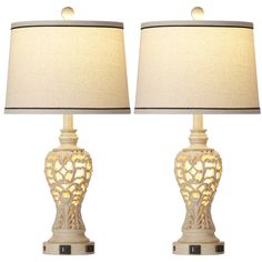 two lamps are shown side by side on a white background