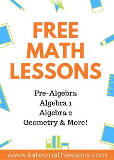 a poster with the words free math lessons on it and an image of pencils, books