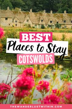 pink flowers with the words best places to stay in cotswolds