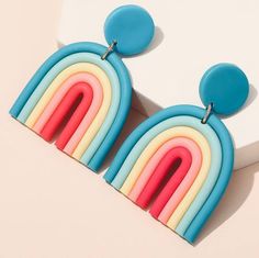 New Rainbow drop earrings polyresin  Beautiful colorful Be aware  ➡️🛑Due to camera ligh colors might be slightly different Earrings Shein, Polymer Earrings, Rainbow Earrings, Resin Earrings, Jewelry Earrings Hoops, Cute Earrings, Boho Earrings, Polymer Clay Earrings, Earings Piercings