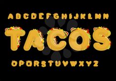 a taco font and numbers on a black background