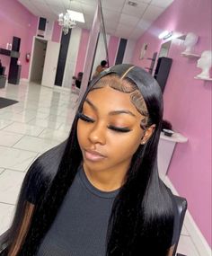 Middle Part Lace Front Wigs Straight Edges, Middle Part Wig With Edges, Middle Part Styles Wig, Middle Part Buss Down Dramatic Edges, Wig Edges Ideas Side Part, Middle Part Install, Middle Edges Wig, Middle Part Lace Front Wigs Edges, Wig Edges Ideas Middle Part